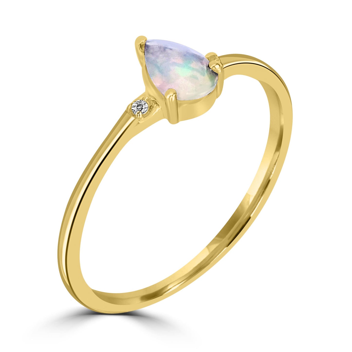 Dew 14k Gold over Sterling Silver Ethiopian Opal Gemstone Stackable Pear Ring