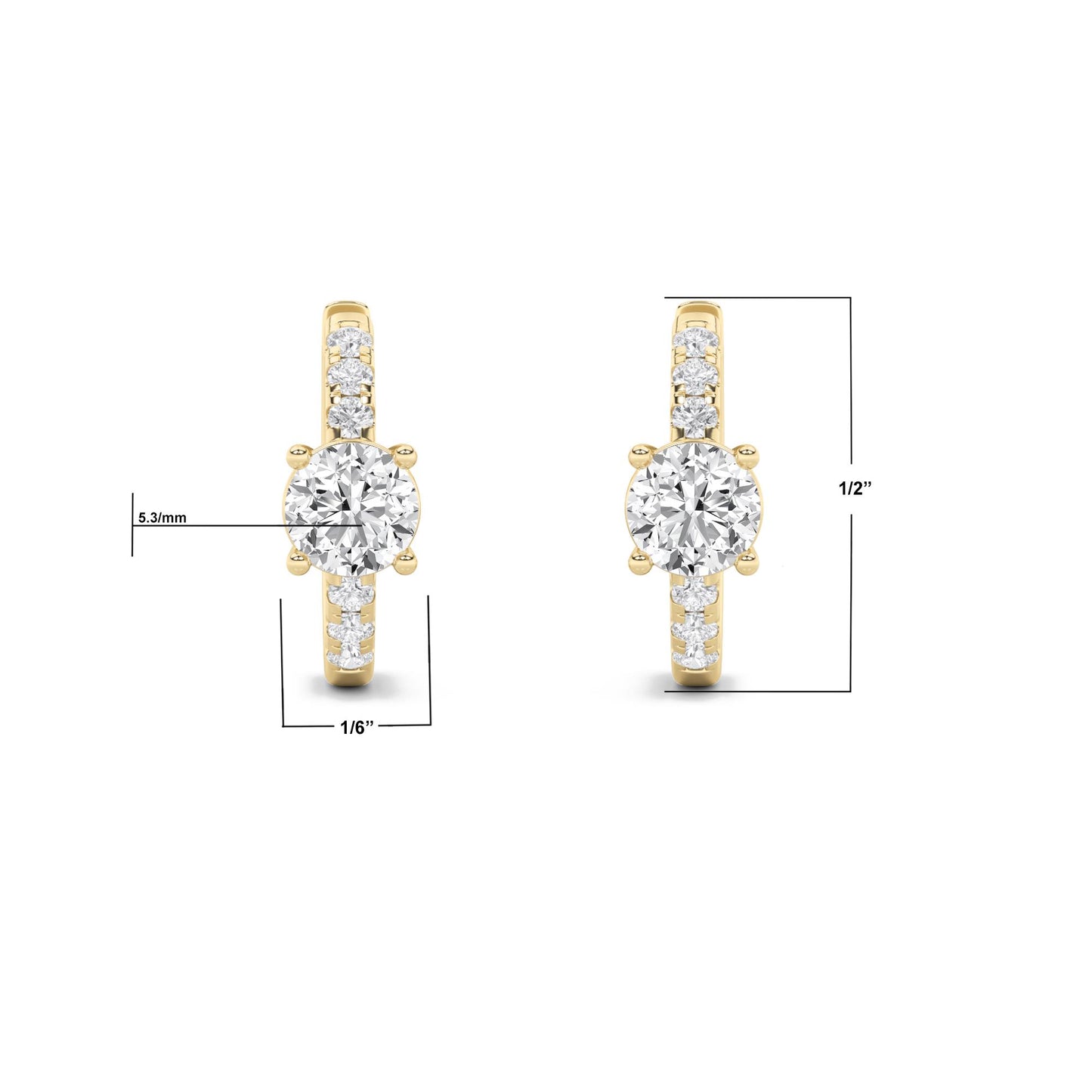 14K Gold 1.5 CTTW Lab Grown Diamond Round Cut Hoop Earrings