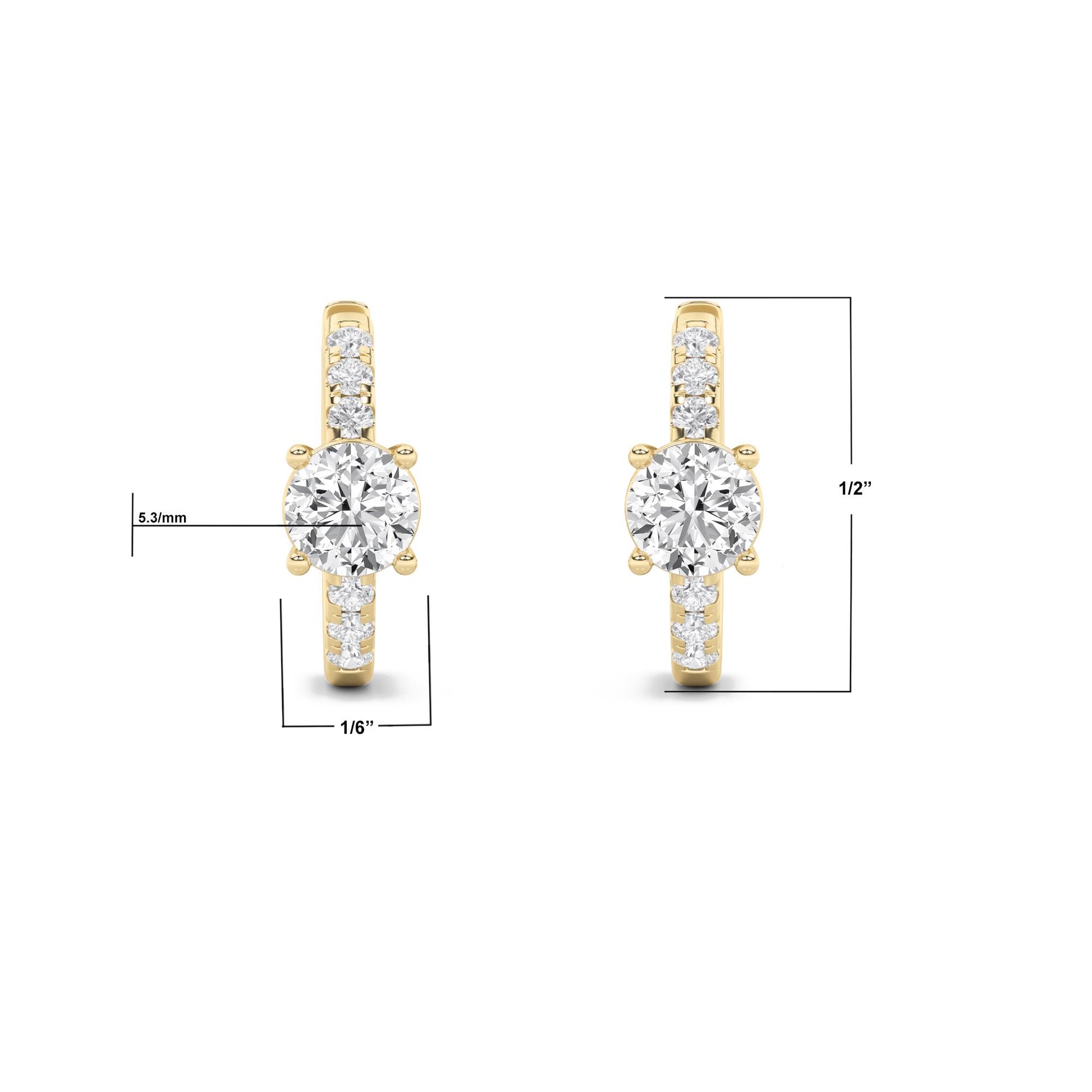 14K Gold 1.5 CTTW Lab Grown Diamond Round Cut Hoop Earrings