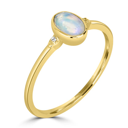 Kate 14k Gold over Sterling Silver Ethiopian Opal Gemstone Stackable Oval Ring