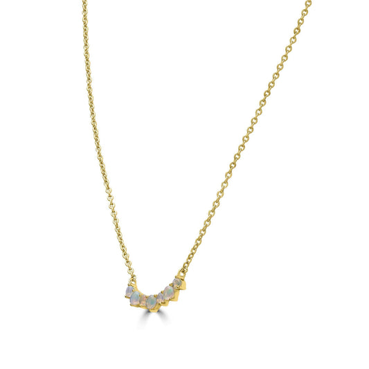Sterling Silver Opal Curved Bar Necklace, 18 Inches