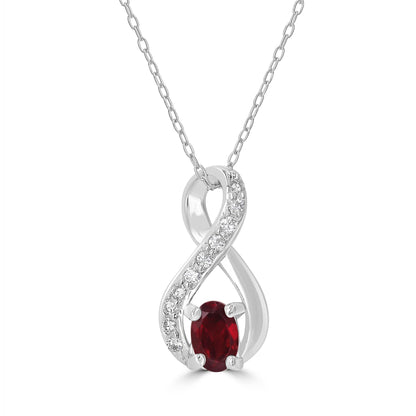 Gemistry Genuine Stone Garnet Sterling Silver 18 Inch Cable Pendant Necklace-2