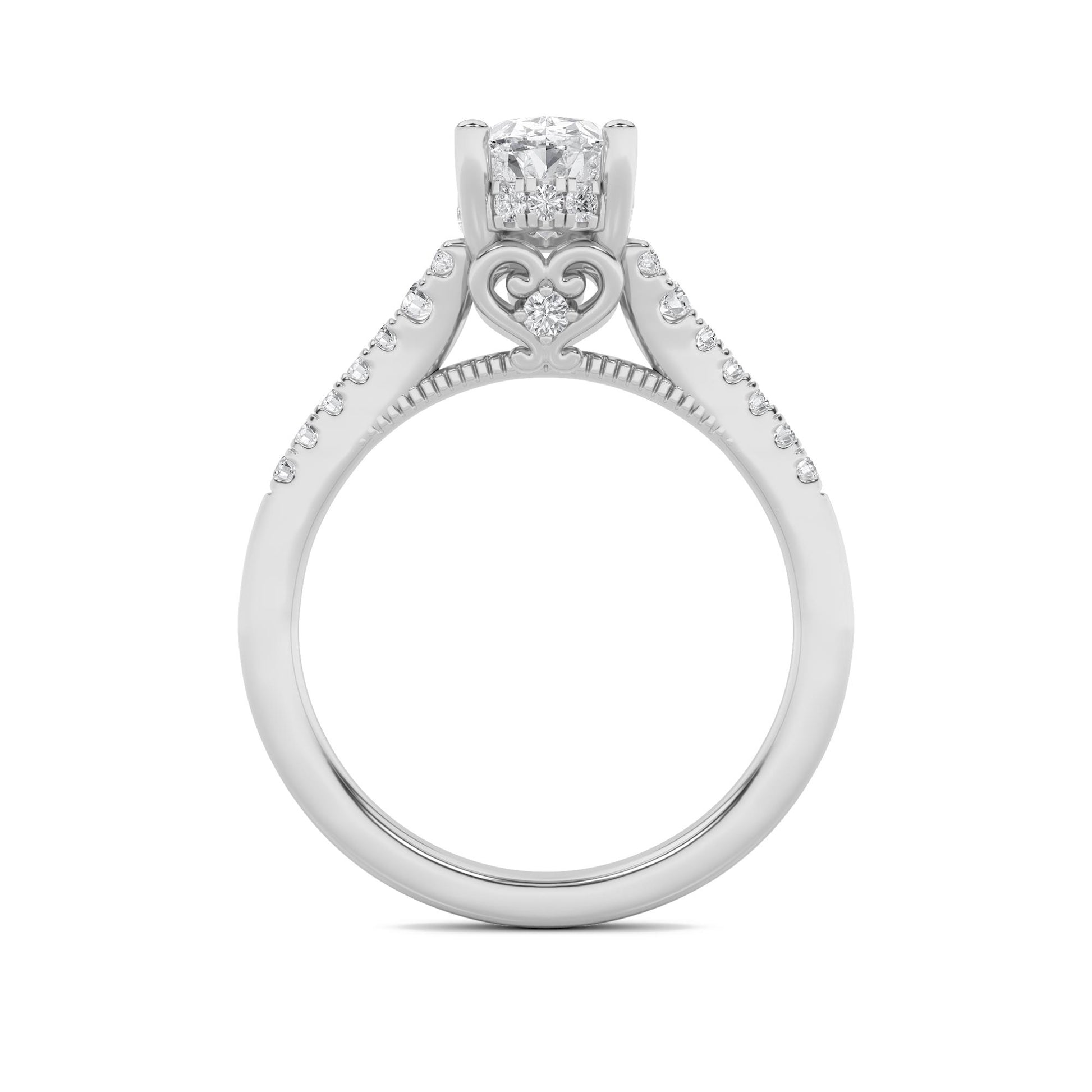 14K White Gold Lab Grown Diamond 1.50 CTTW Oval Cut Center Stone Ring
