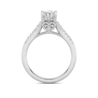 14K White Gold Lab Grown Diamond 1.50 CTTW Oval Cut Center Stone Ring