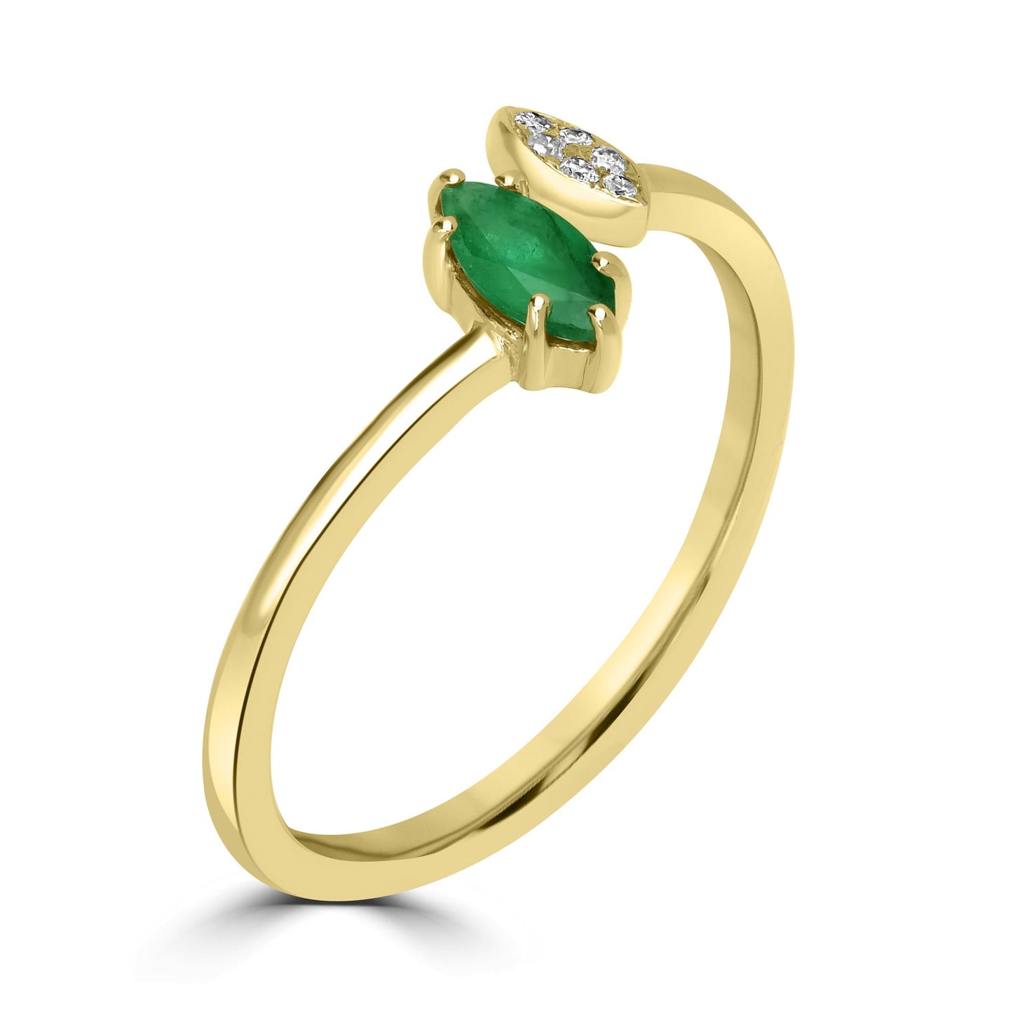 Clara 14k Gold Emerald Gemstone Bypass Stackable Ring