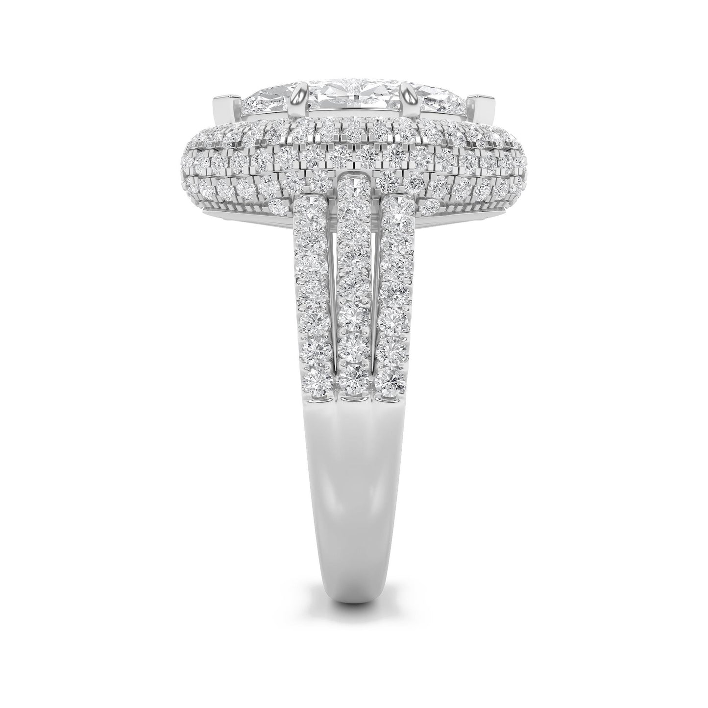 14K White Gold Lab Grown Diamond 3.0 CTTW Marquise Cut Halo Ring