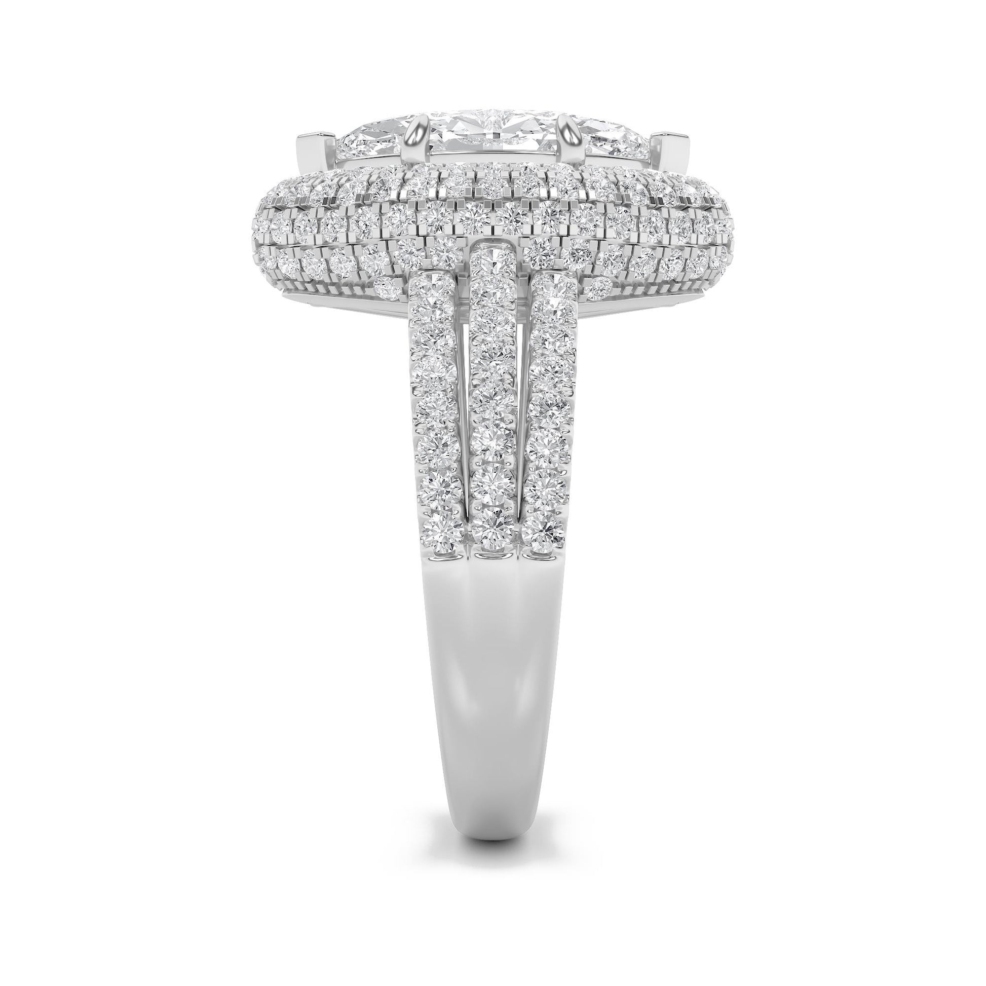 14K White Gold Lab Grown Diamond 3.0 CTTW Marquise Cut Halo Ring