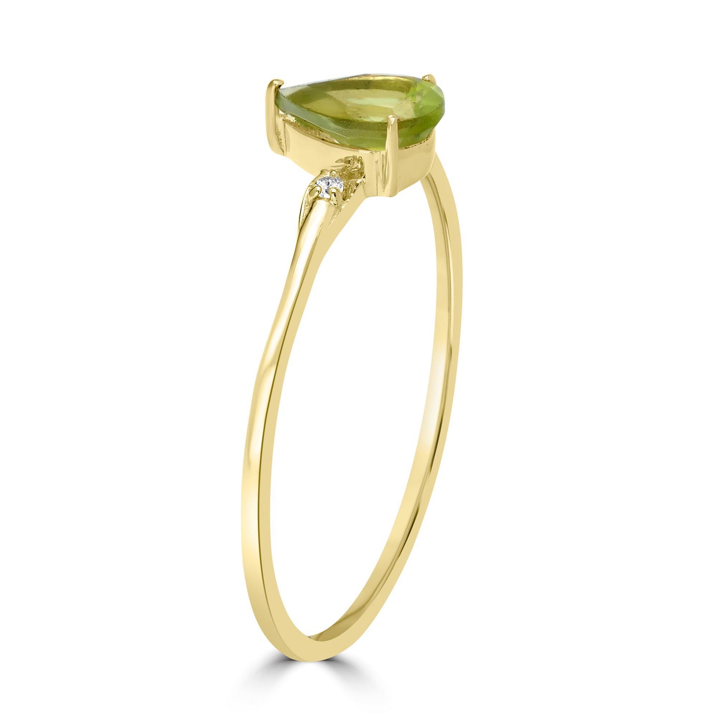 Dew 14k Gold over Sterling Silver Peridot Gemstone Stackable Pear Ring