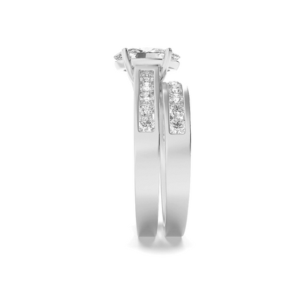 14K White Gold Lab Grown Diamond 2.0 CTTW Oval Cut Center Stone Wedding Set