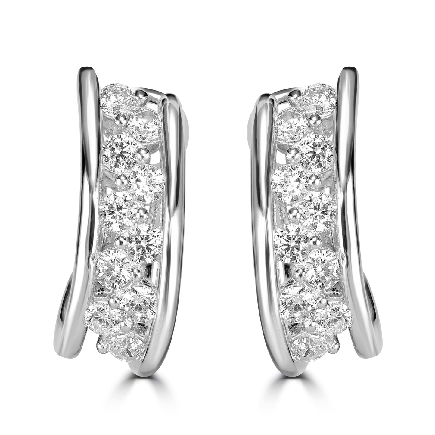 Kathy Levine Sterling Silver Cubic Zirconia Hoop Earrings