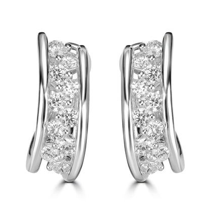 Kathy Levine Sterling Silver Cubic Zirconia Hoop Earrings