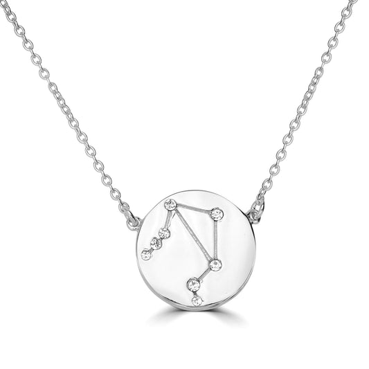 Gemistry Sterling Silver Libra Zodiac Crystal Pendant Necklace, 16 Inches