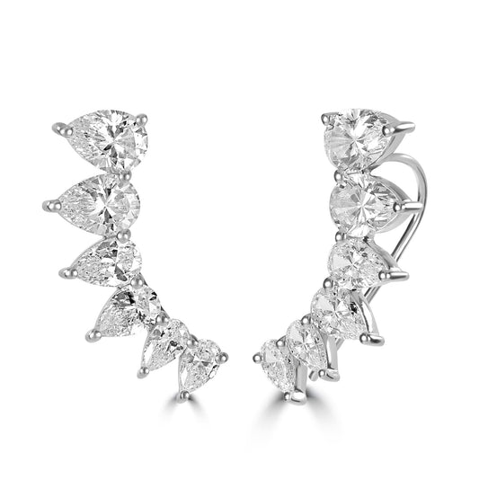 Judy Crowell Jewelry Sterling Silver Graduated Cubic Zirconia Crawler Earrings