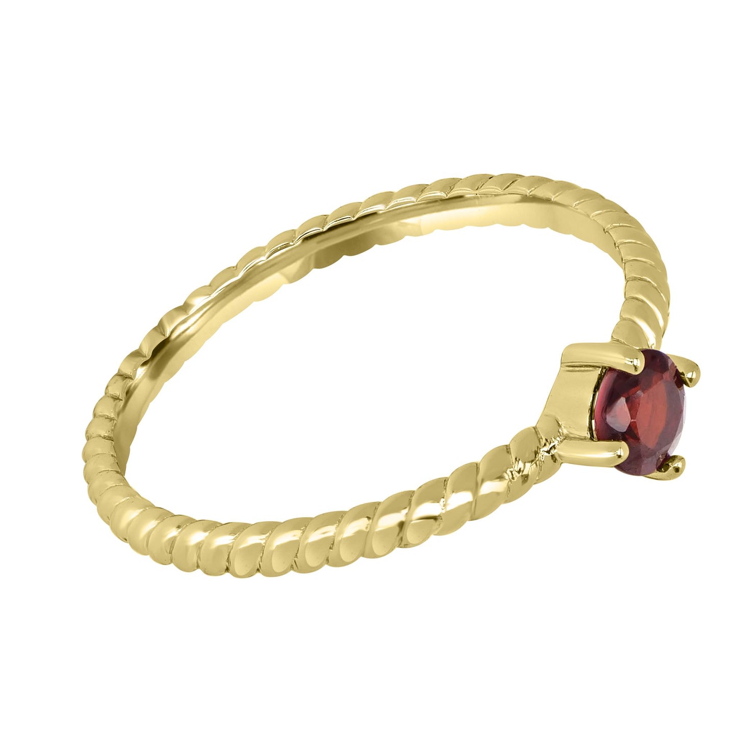 Scarlett 14k Gold Round Solitaire Garnet Gemstone Stackable Ring