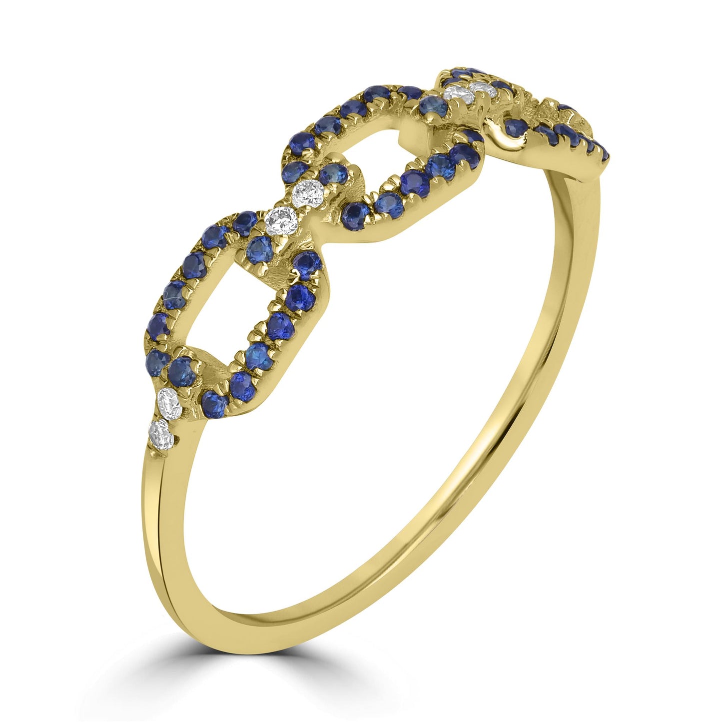 Alice 14k Gold Blue Sapphire Gemstone Link Stackable Ring