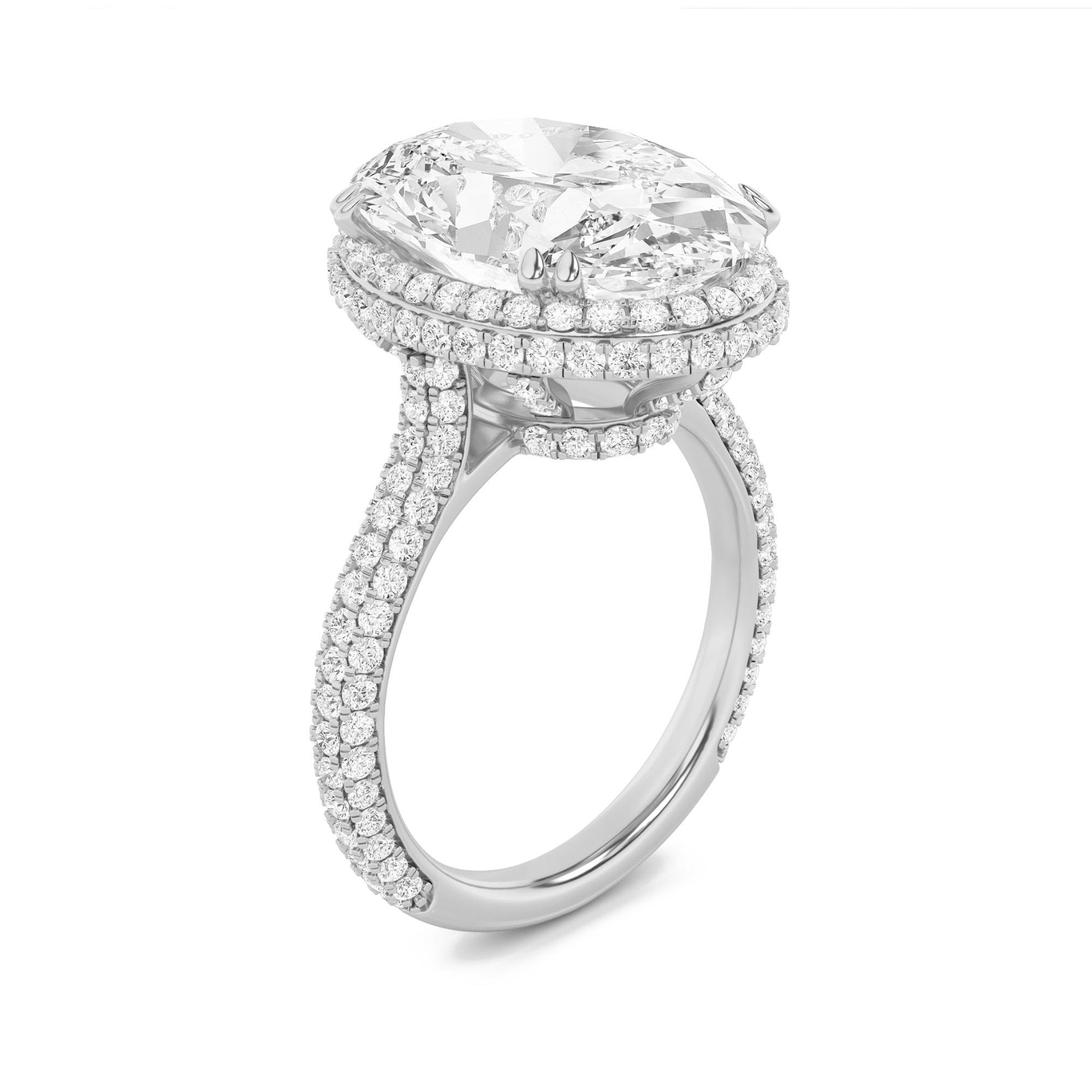 14K White Gold Lab Grown Diamond 7.5 CTTW Oval Cut Ring