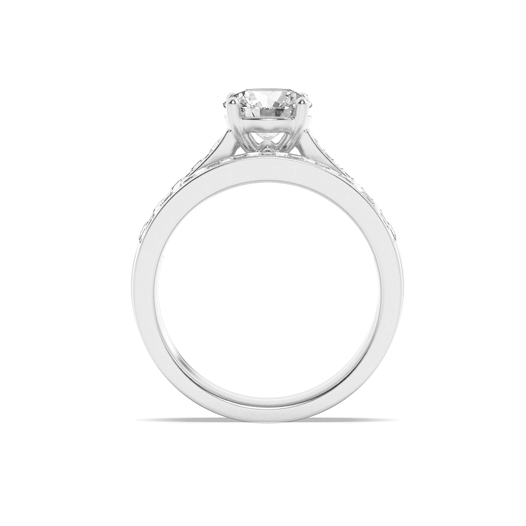 14K White Gold Lab Grown Diamond 2.0 CTTW Round Cut Center Stone Wedding Set