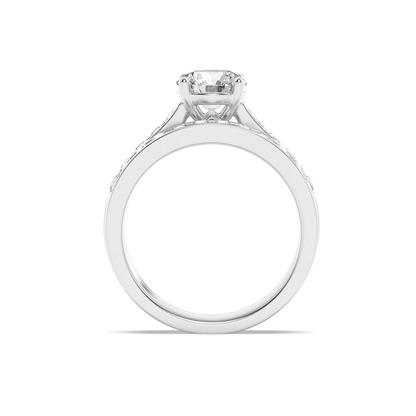 14K White Gold Lab Grown Diamond 2.0 CTTW Round Cut Center Stone Wedding Set
