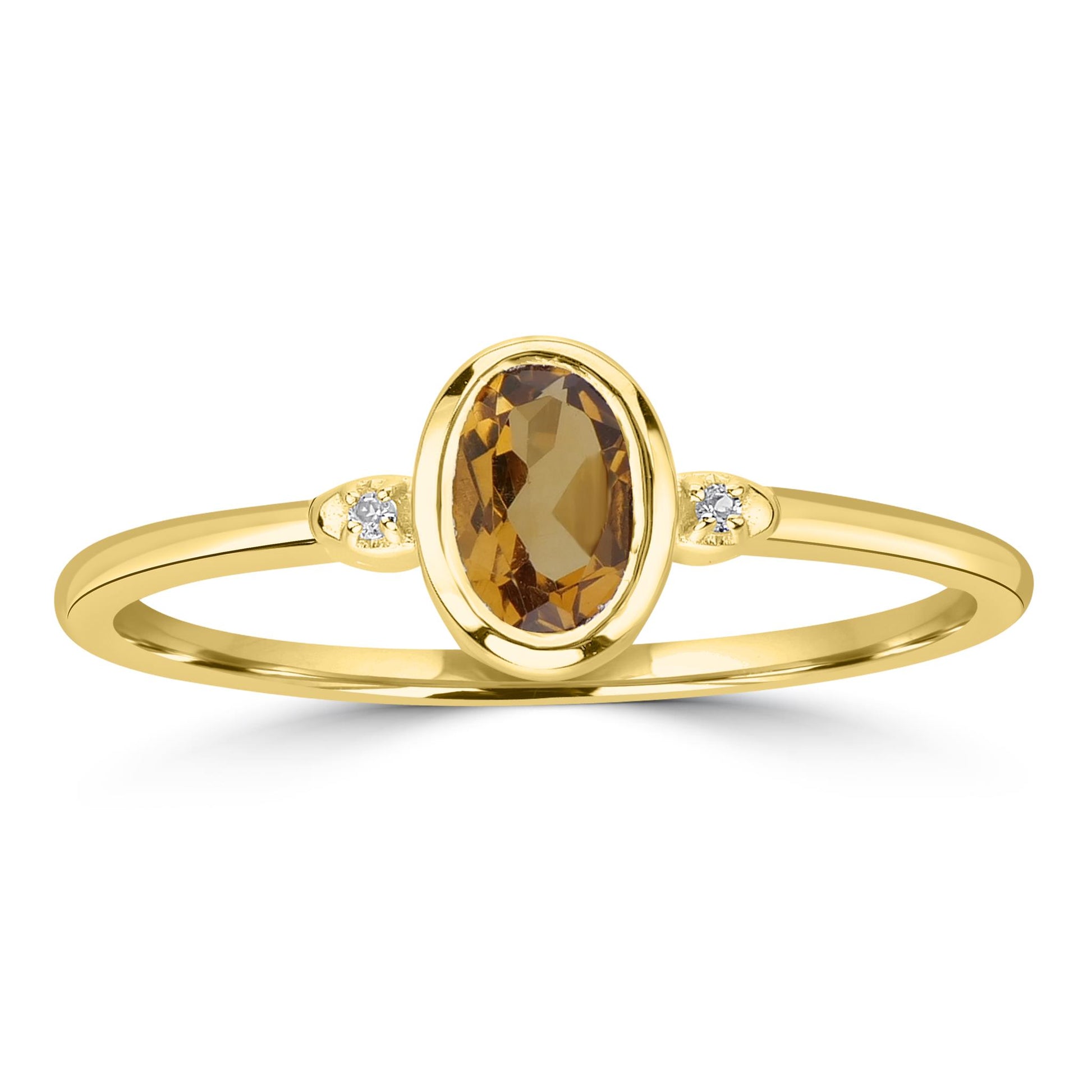 Kate 14k Gold over Sterling Silver Citrine Gemstone Stackable Oval Ring