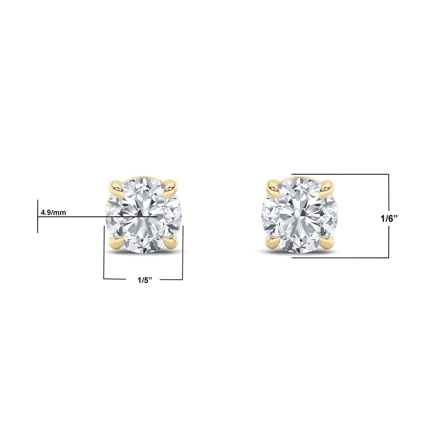 14K Gold 1.0 CTTW Lab Grown Diamond Round Stud Earrings