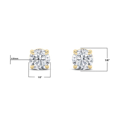 14K Gold 1.0 CTTW Lab Grown Diamond Round Stud Earrings