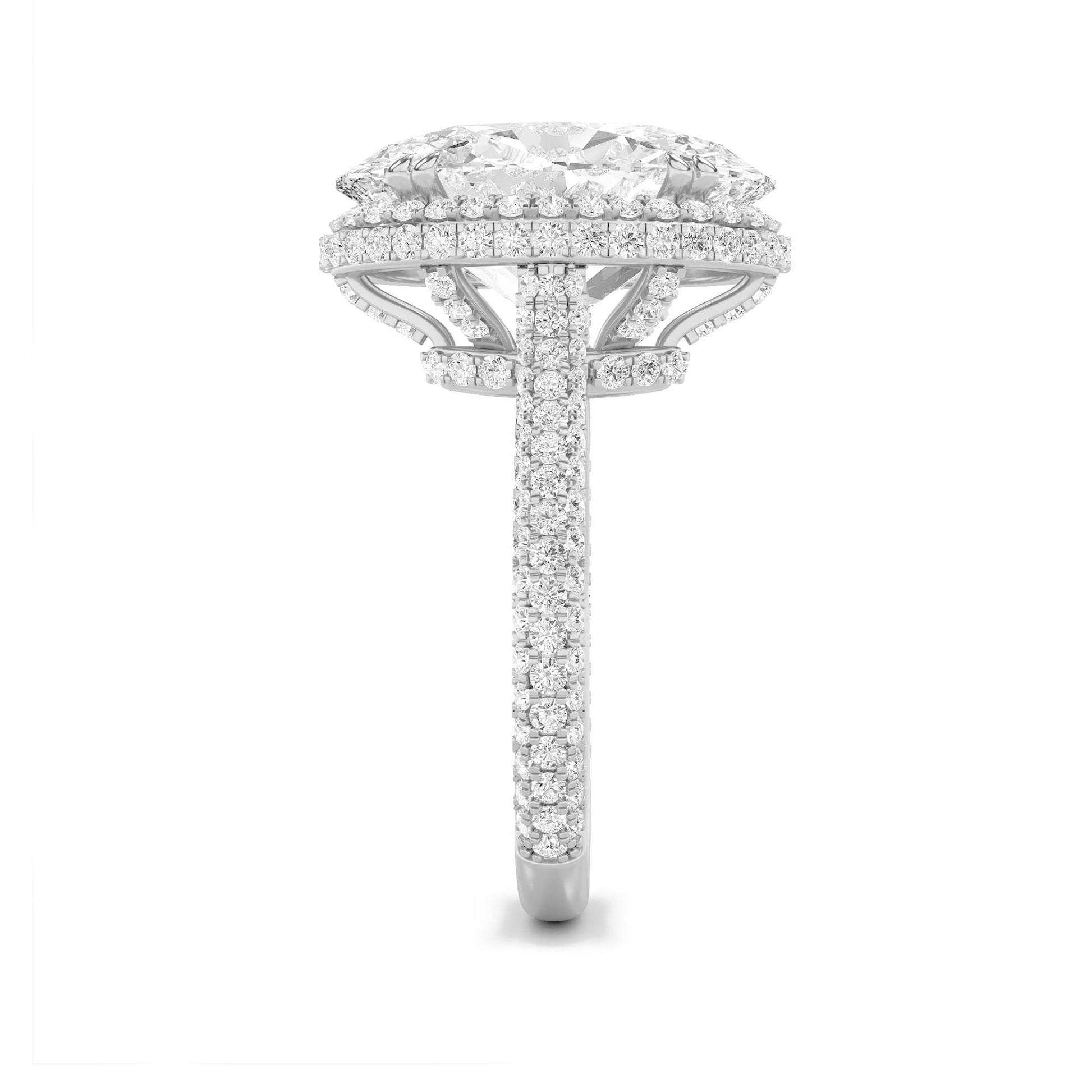 14K White Gold Lab Grown Diamond 7.5 CTTW Oval Cut Ring