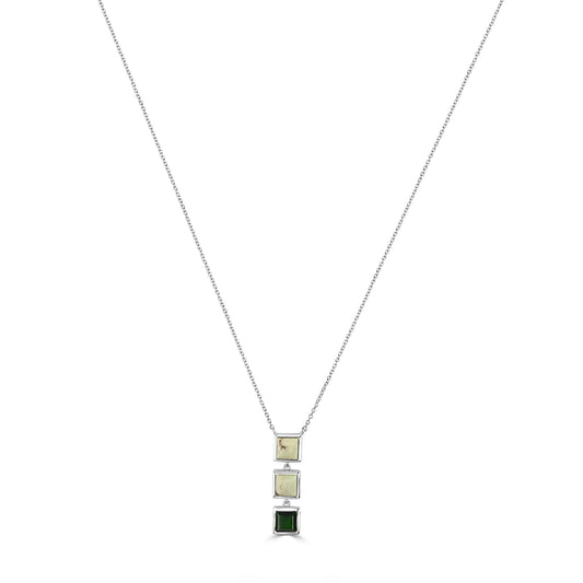 Gemistry "GG Collection Square lemon chrysoprase Gemstone High Polish Pendant Necklace in Sterling Silver