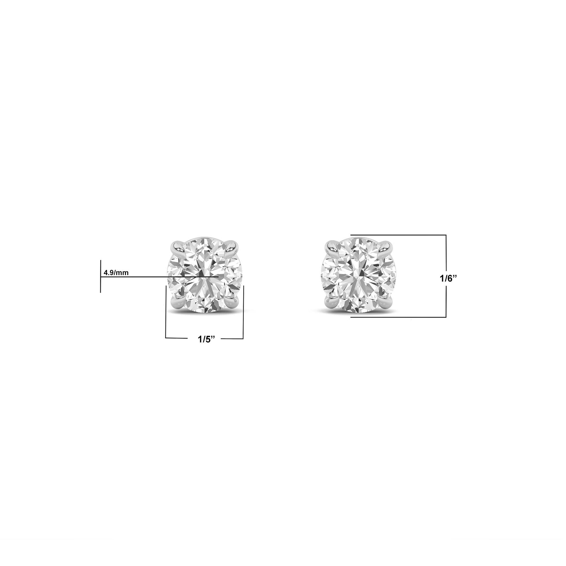 14K White Gold 1.0 CTTW Lab Grown Diamond Round Stud Earrings