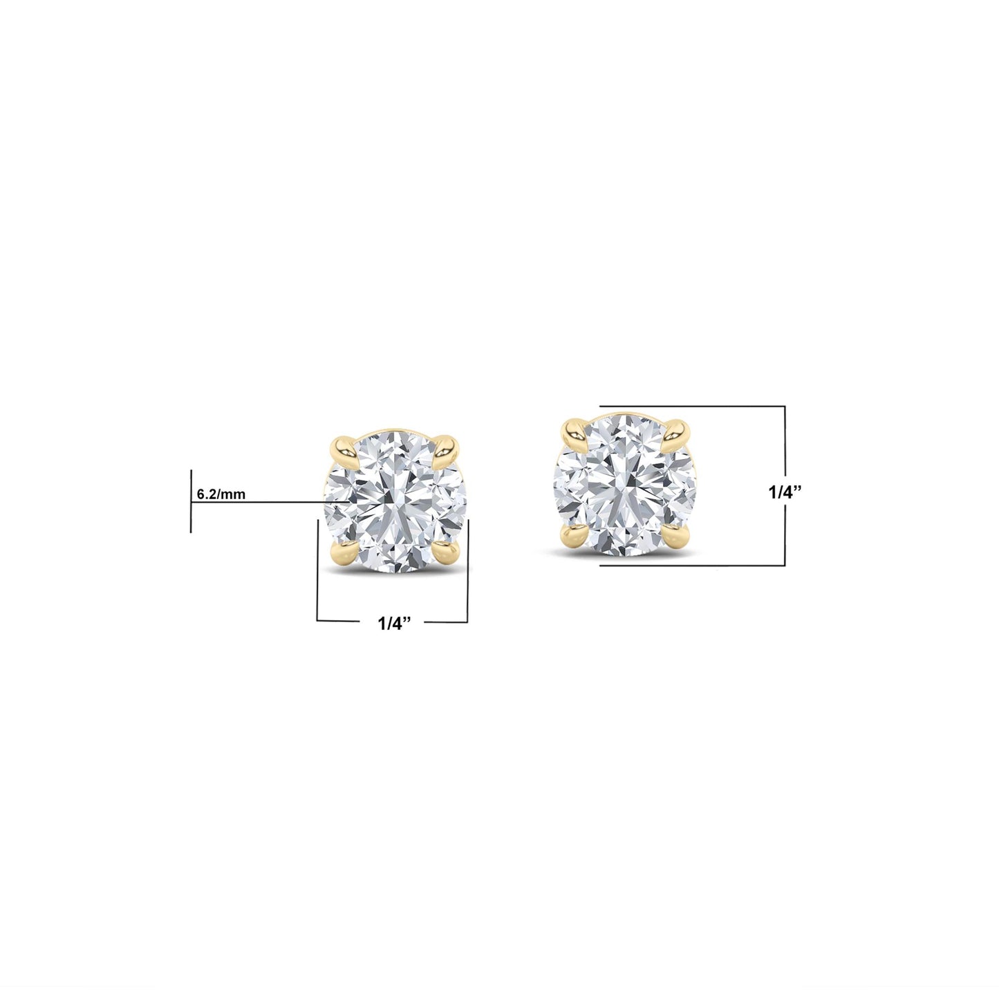 14K Gold 2.0 CTTW Lab Grown Diamond Stud Earrings