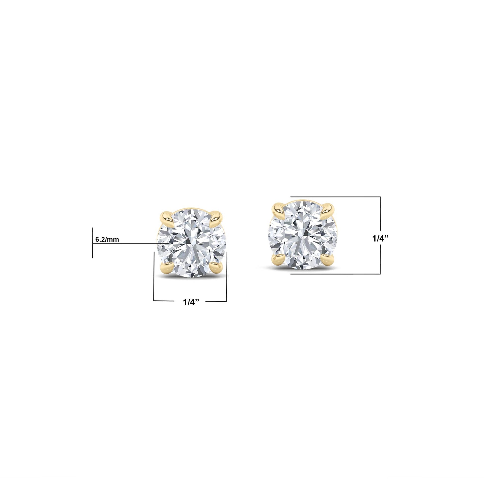 14K Gold 2.0 CTTW Lab Grown Diamond Stud Earrings