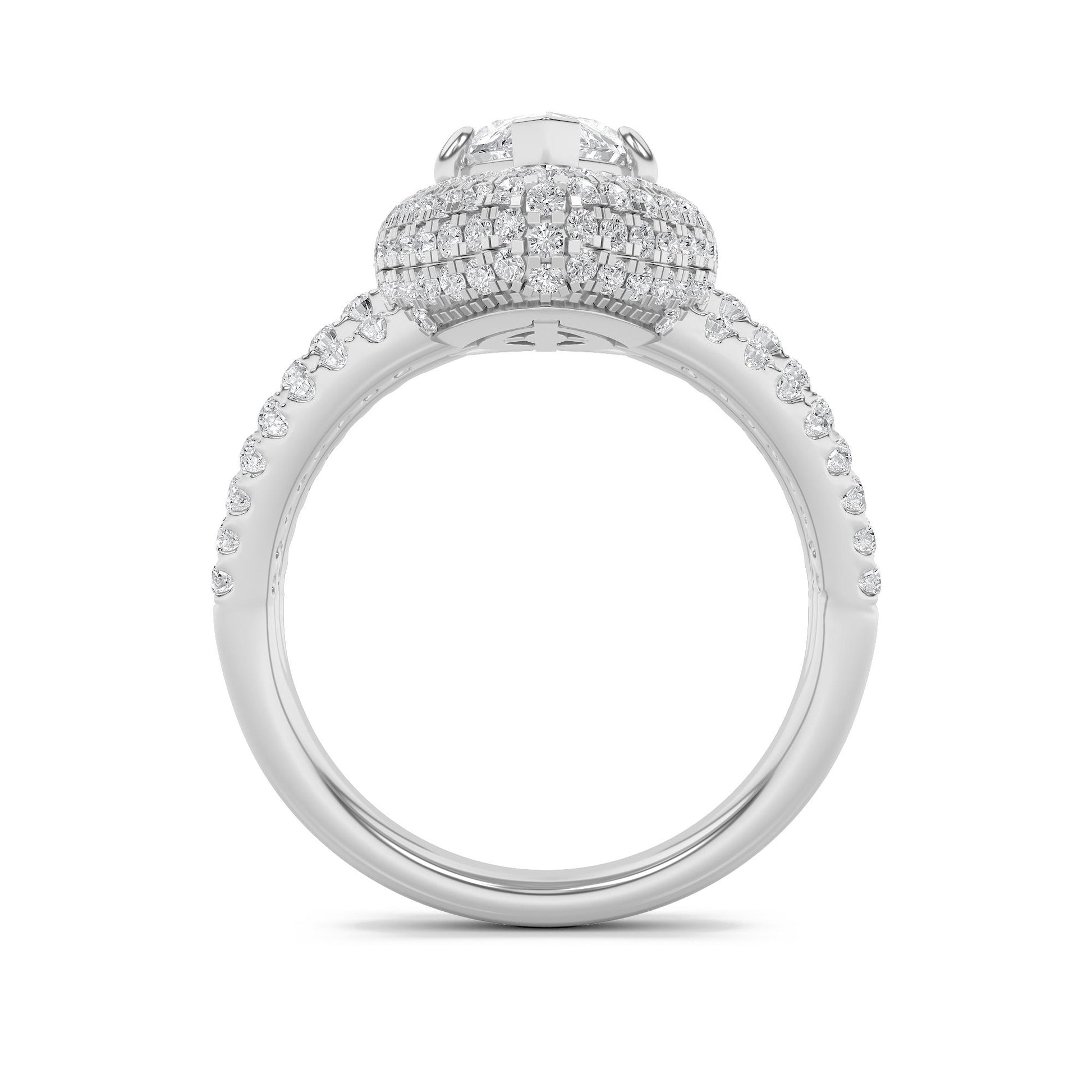 14K White Gold Lab Grown Diamond 3.0 CTTW Marquise Cut Halo Ring