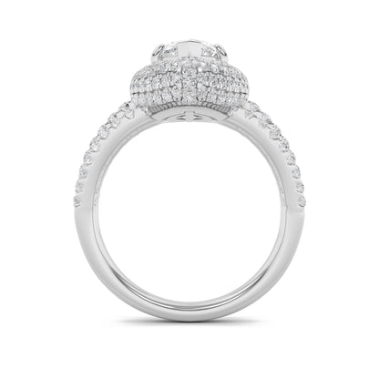 14K White Gold Lab Grown Diamond 3.0 CTTW Marquise Cut Halo Ring