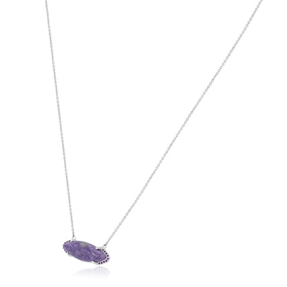 Gemistry Women & Girls Sterling Silver Bold Marquise Charoite Bar Pendant Necklace | Birthstone Jewelry Gift for Her Birthday | Wedding | Anniversary