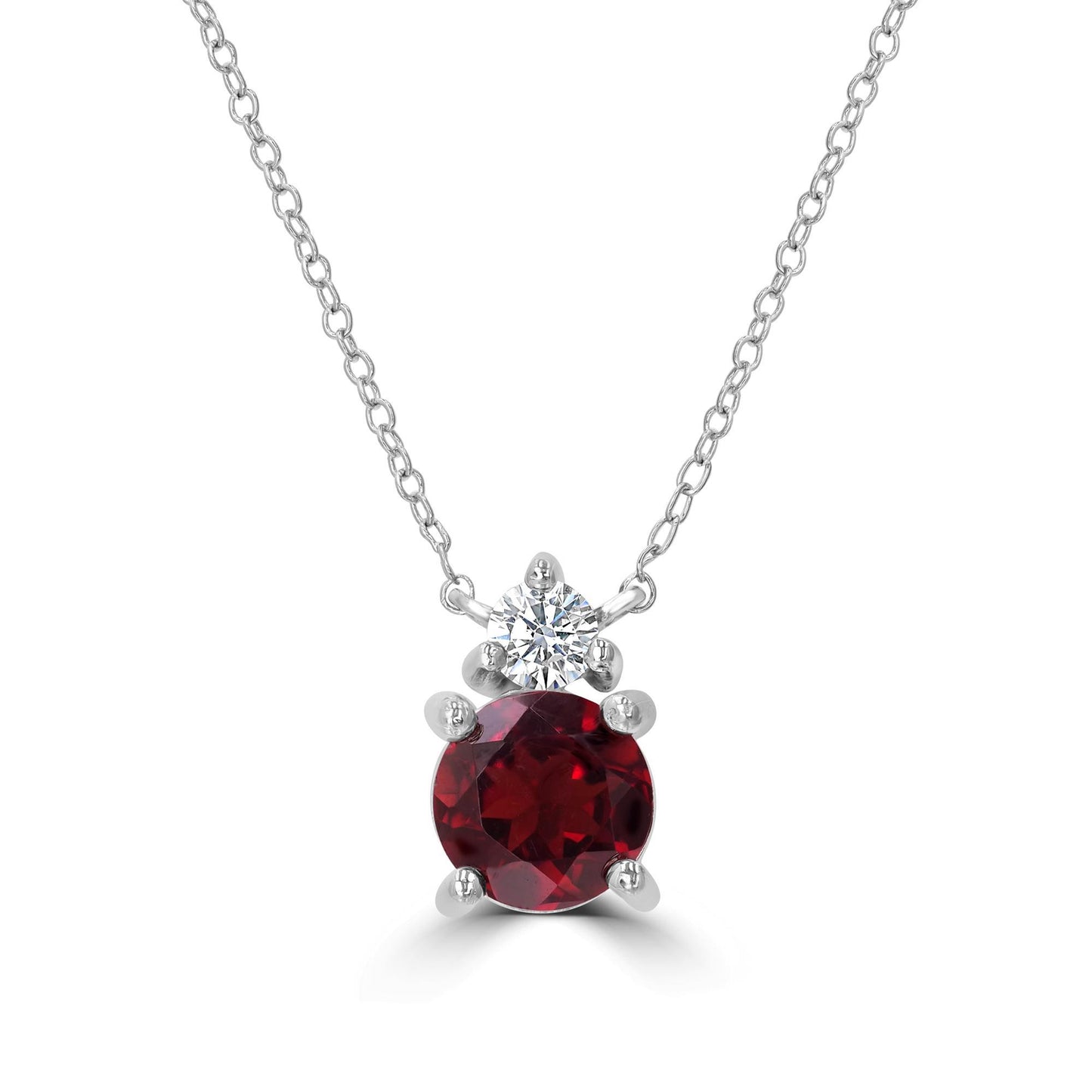 Gemistry Genuine Stone Garnet Sterling Silver 18 Inch Cable Pendant Necklace-10