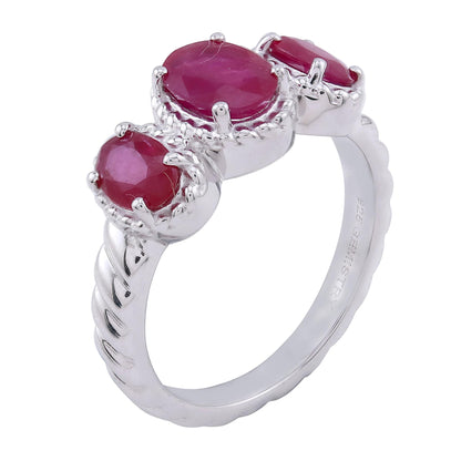 925 Sterling Silver Red Ruby Jewelry Women's Ring (Oval 6x8MM, Ring Size: 7)