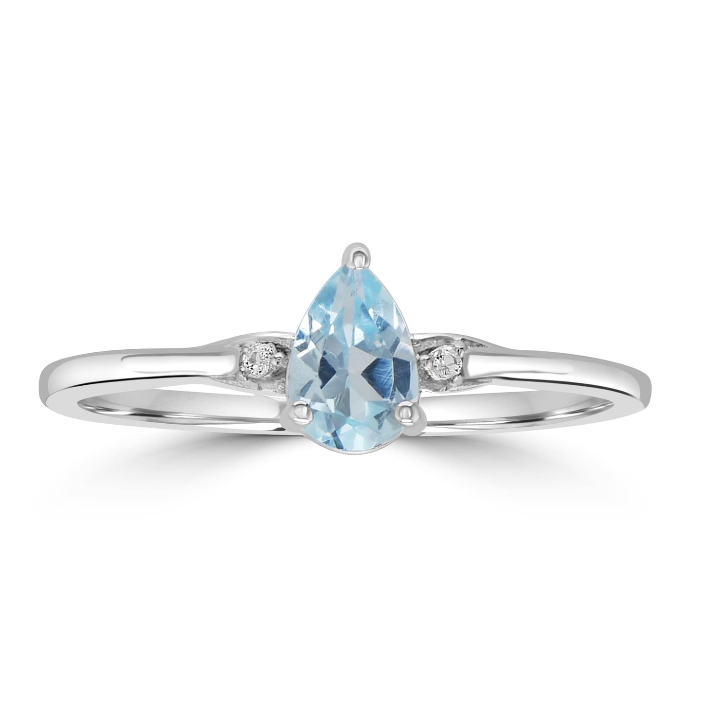 Dew Sterling Silver Sky Blue Topaz Stackable Pear Ring, Sizes 6 to 8