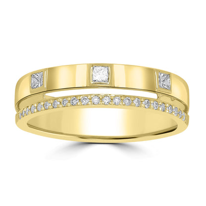 14K Gold Round Diamond Band Ring, .24 Carat, Sizes 6 to 8