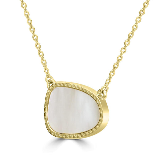 Gold over Sterling Silver White Mother Of Pearl Pendant Necklace, 18 Inches