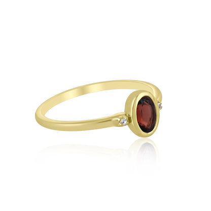 Kate 14k Gold over Sterling Silver Garnet Gemstone Stackable Oval Ring