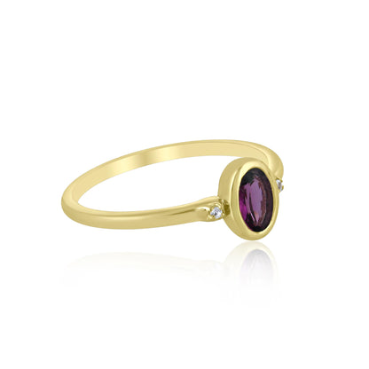 Kate 14k Gold over Sterling Silver Rhodolite Gemstone Stackable Oval Ring