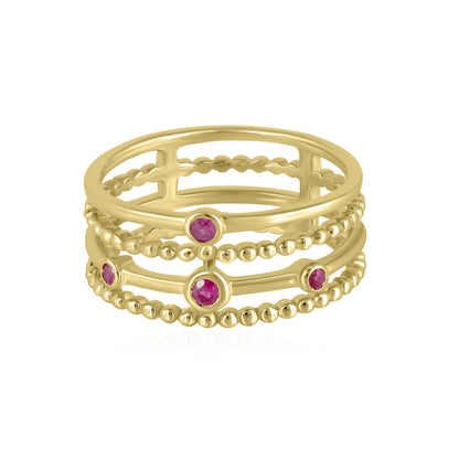 Waverly 14k Gold Ruby Gemstone 4 Row Stackable Ring