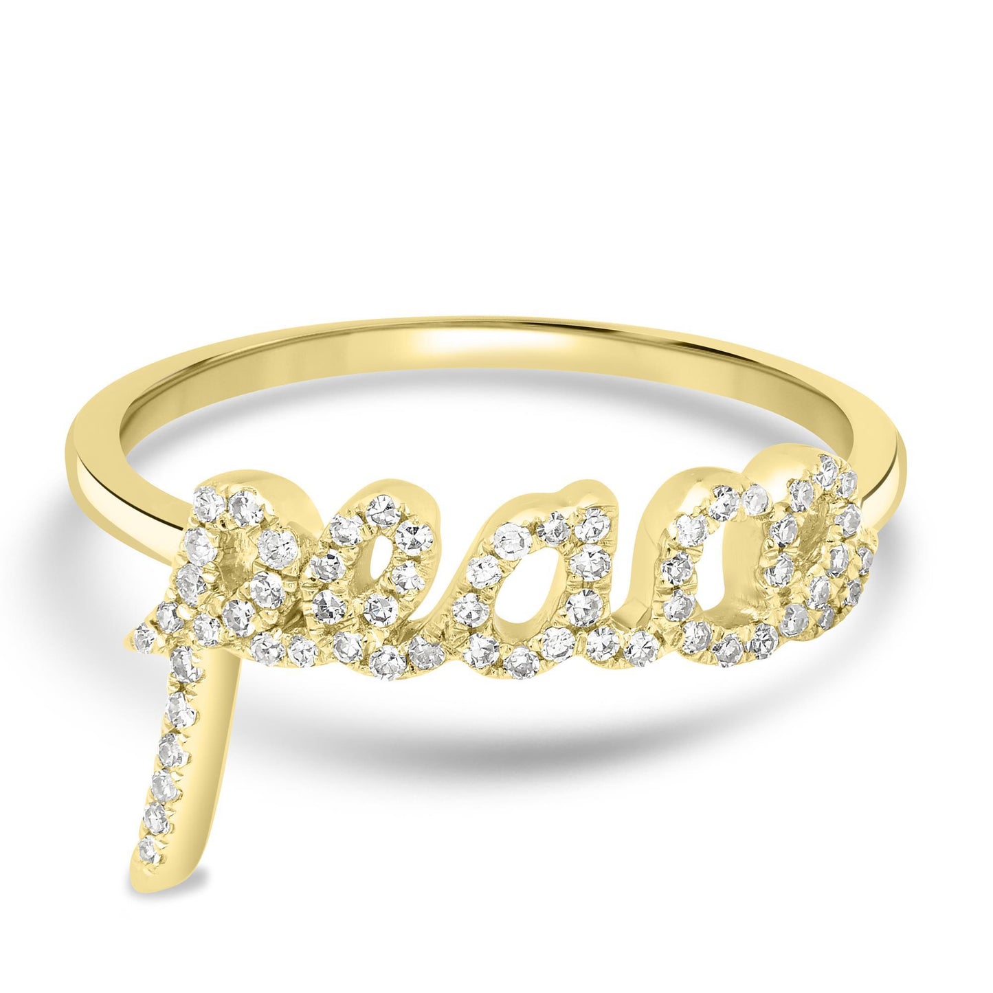 14K Gold Round Diamond Peace Ring, .16 Carats, Sizes 6 to 8