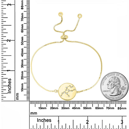 14k Gold Over Brass Virgo Zodiac Crystal Bracelet with Adjustable Chain 5 to 9 Inches