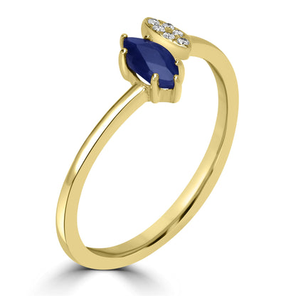 Clara 14k Gold Blue Sapphire Gemstone Bypass Stackable Ring