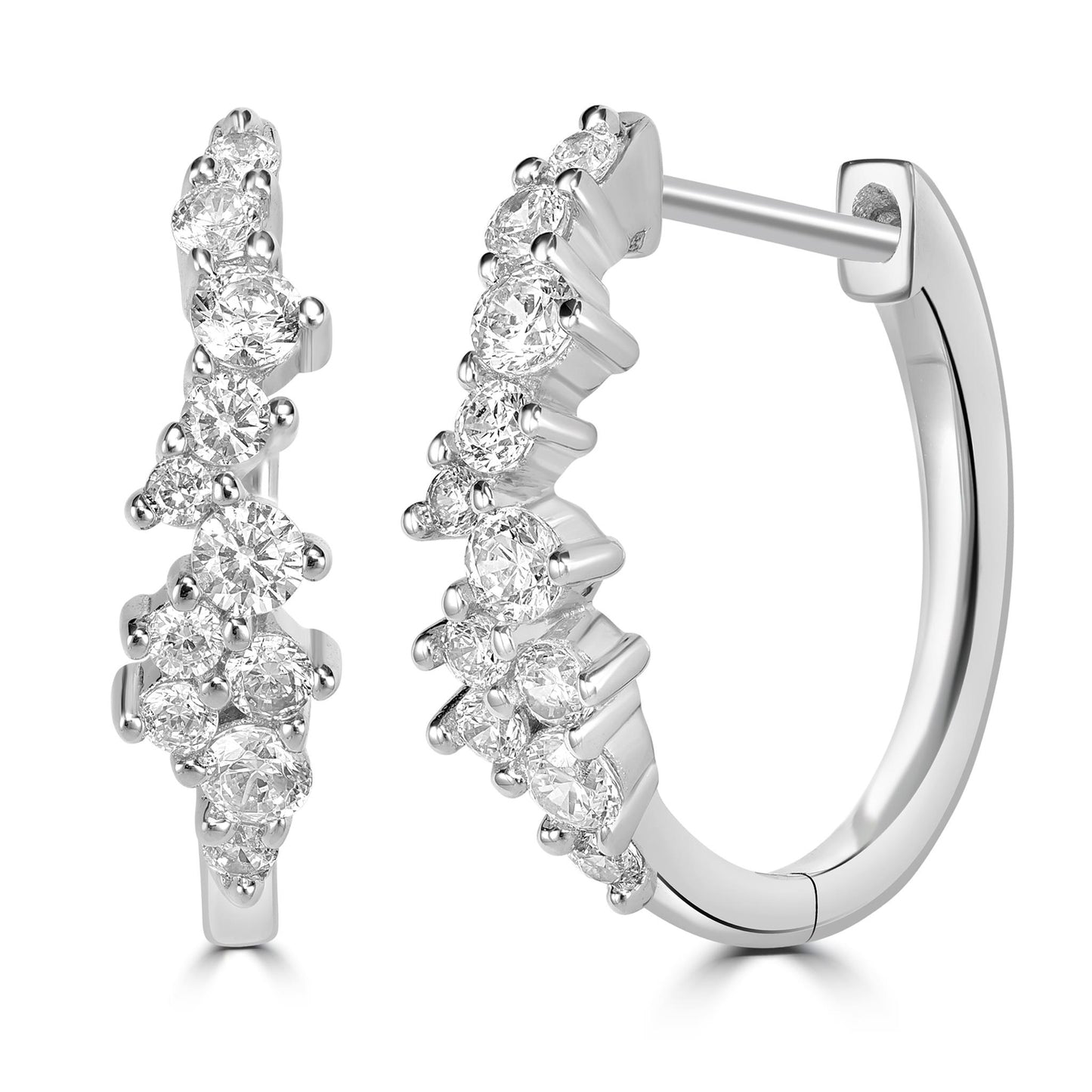 Kathy Levine Sterling Silver Cubic Zirconia Scattered Petite Hoop Earrings