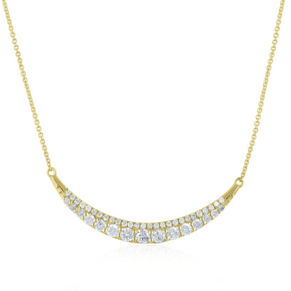 Gemistry 14K Yellow Gold 0.71 Ct Round Diamond Curved Bar Pendant Necklace(GH Color, I1 Clarity)