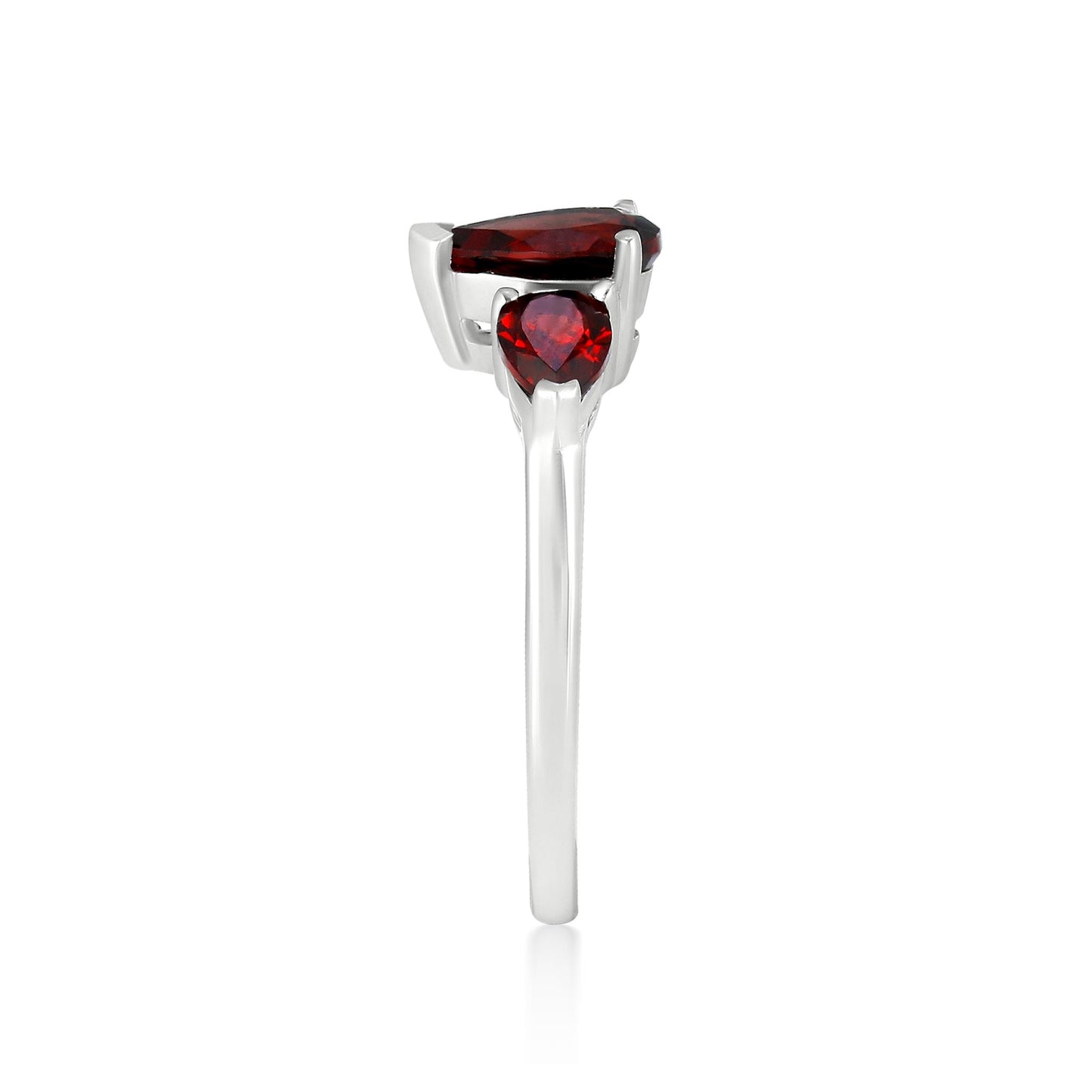 Sterling Silver Garnet 3-Stone Pear-Cut Ring, Sizes 7 to 9