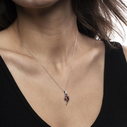 Gemistry Genuine Stone Garnet Sterling Silver 18 Inch Cable Pendant Necklace-5