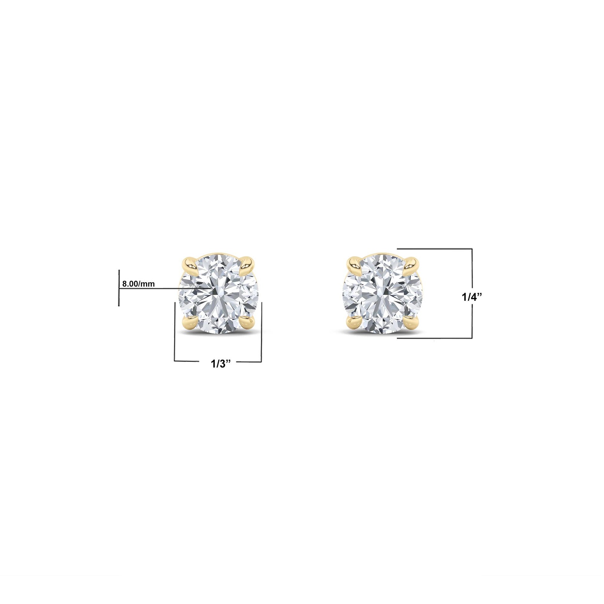 14K Gold 4.0 CTTW Lab Grown Diamond Round Stud Earrings