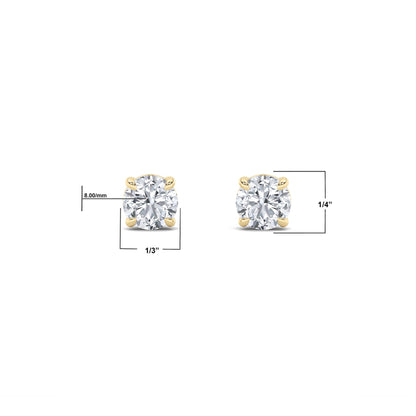 14K Gold 4.0 CTTW Lab Grown Diamond Round Stud Earrings